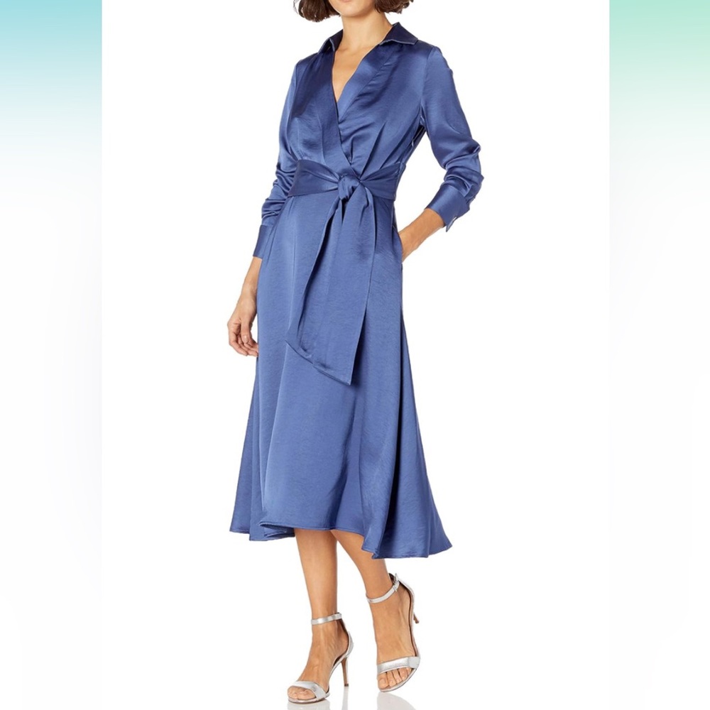 Tahari Elegant Blue satin Women's Dress